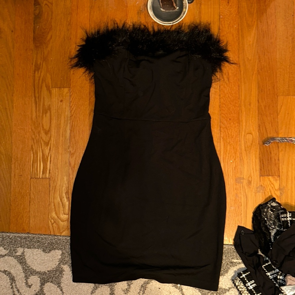Fur strap Cocktail Dress